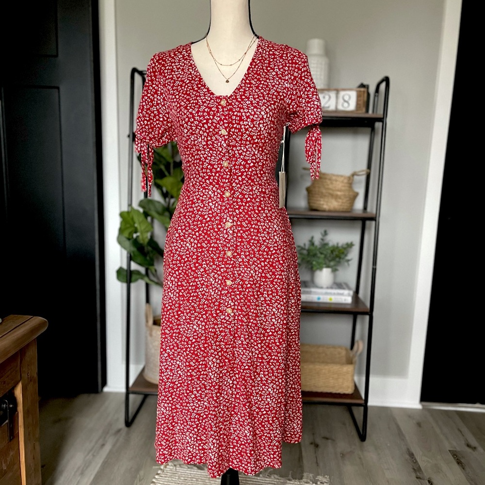 Universal Thread Red Button Front Midi Dress